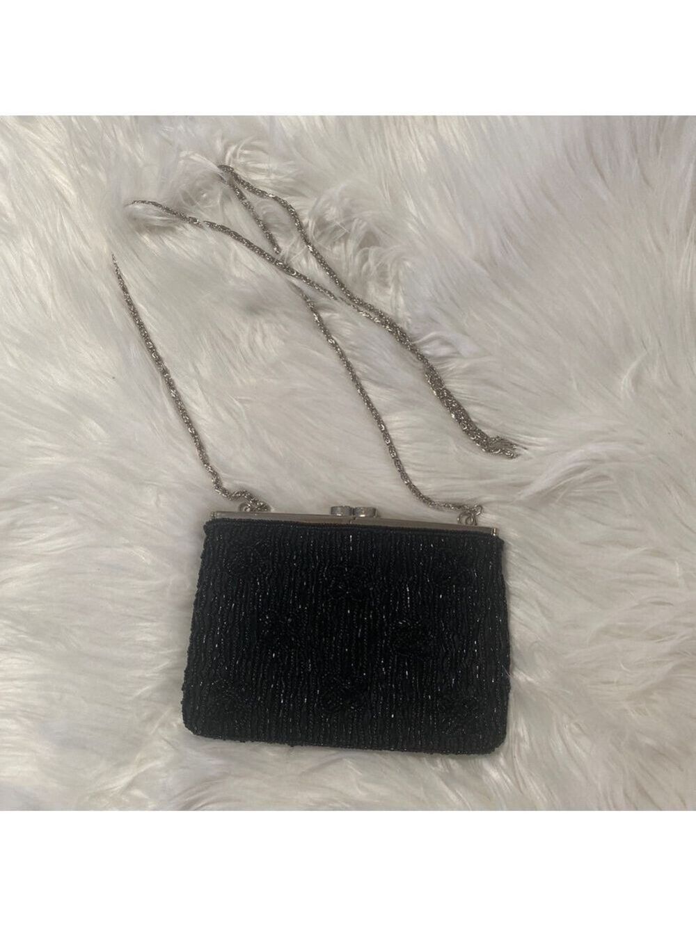 La Regale LTD. Black Beaded Crossbody Bag One Size